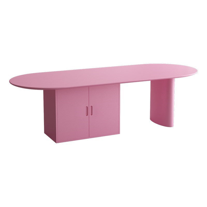 Minimalism Wood Oval Dining Table Wood Base Dining Table with Cabinet