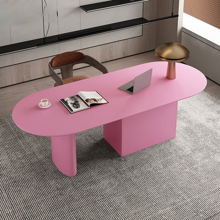 Minimalism Wood Oval Dining Table Wood Base Dining Table with Cabinet