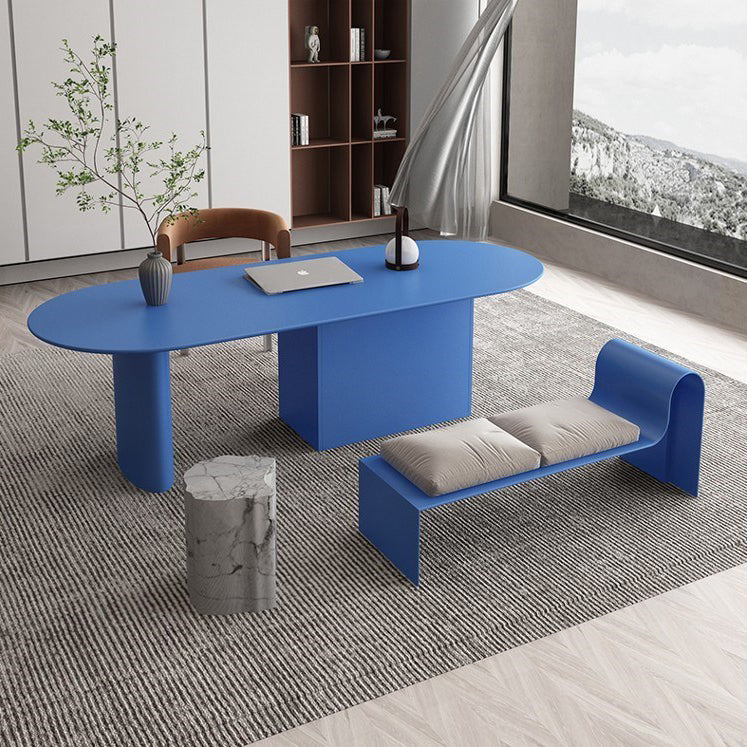 Minimalism Wood Oval Dining Table Wood Base Dining Table with Cabinet