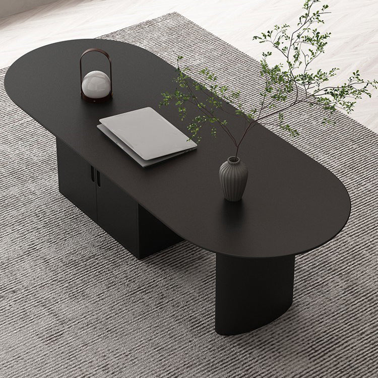 Minimalism Wood Oval Dining Table Wood Base Dining Table with Cabinet