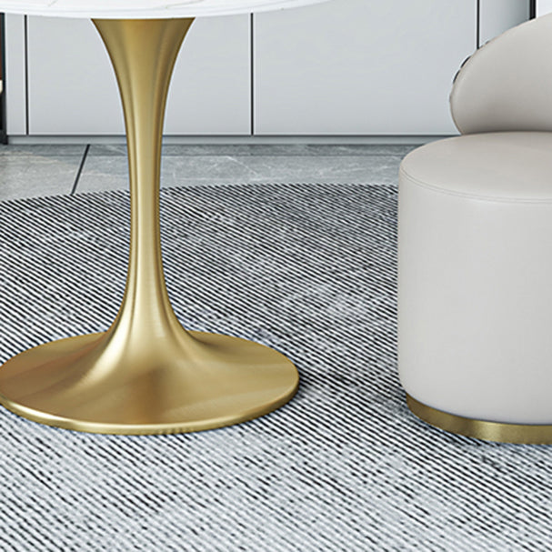 Glam 1/2/4/5 Pieces Gold Dinette Set with White Sintered Stone Top Round Dining Table Set