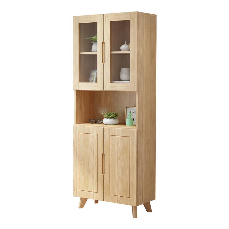 Scandinavian Solid Wood Bookcase Natural Closed Back Bookshelf with Door