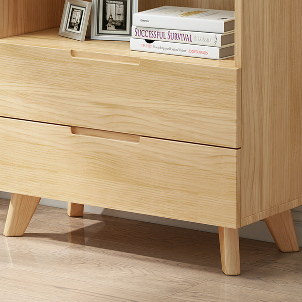 Scandinavian Solid Wood Bookcase Natural Closed Back Bookshelf with Door