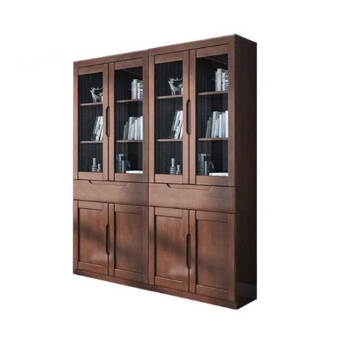Contemporary Style Bookshelf Solid Wood with Door Bookcase for Office Study Room