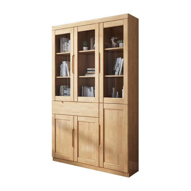 Contemporary Style Bookshelf Solid Wood with Door Bookcase for Office Study Room