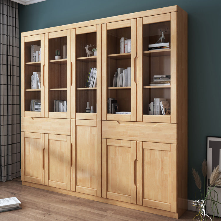 Contemporary Style Bookshelf Solid Wood with Door Bookcase for Office Study Room