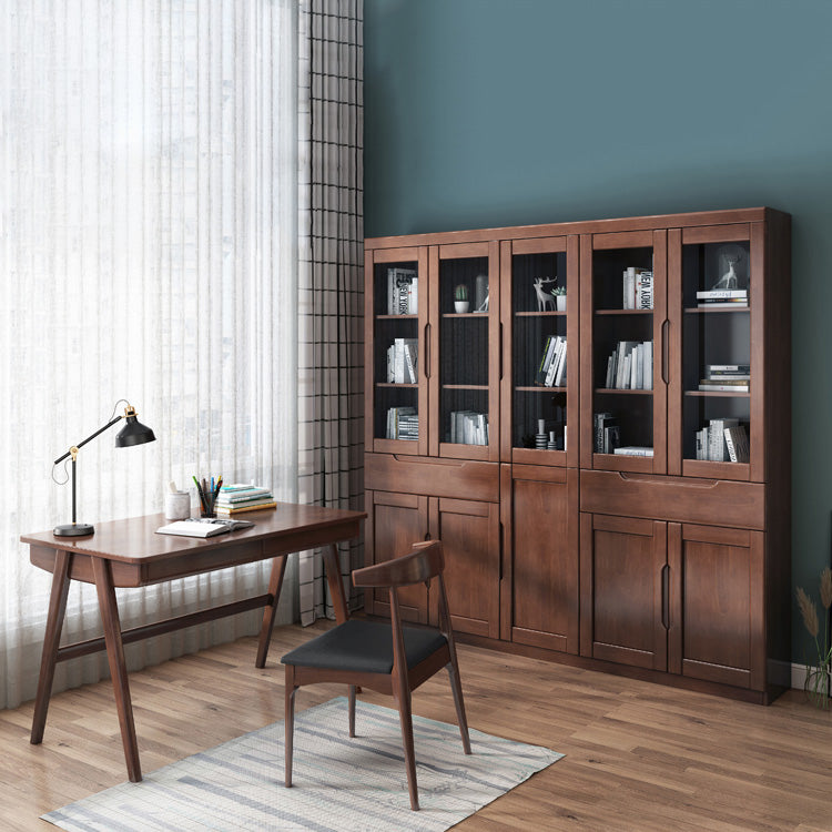 Contemporary Style Bookshelf Solid Wood with Door Bookcase for Office Study Room