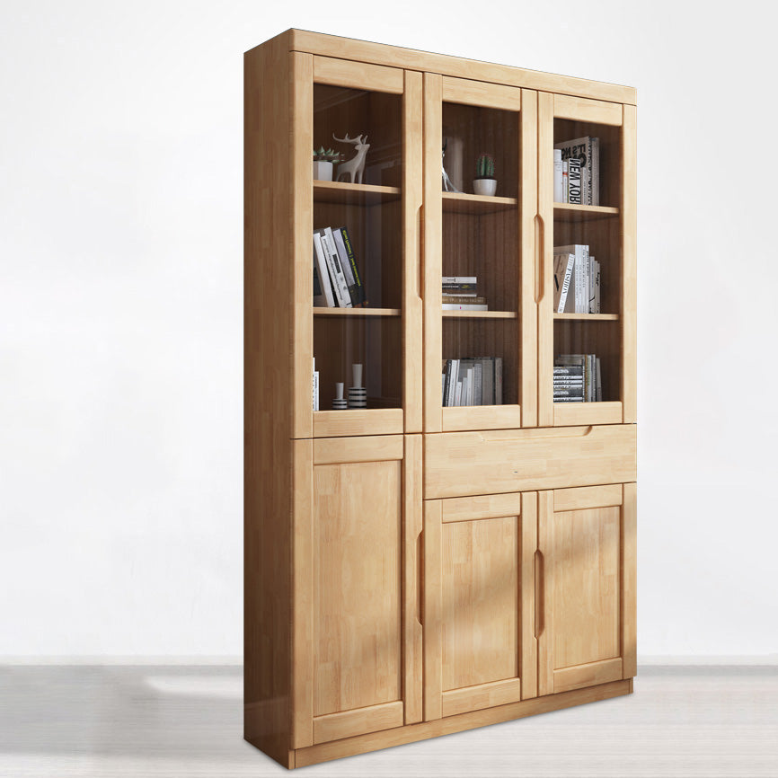Contemporary Style Bookshelf Solid Wood with Door Bookcase for Office Study Room