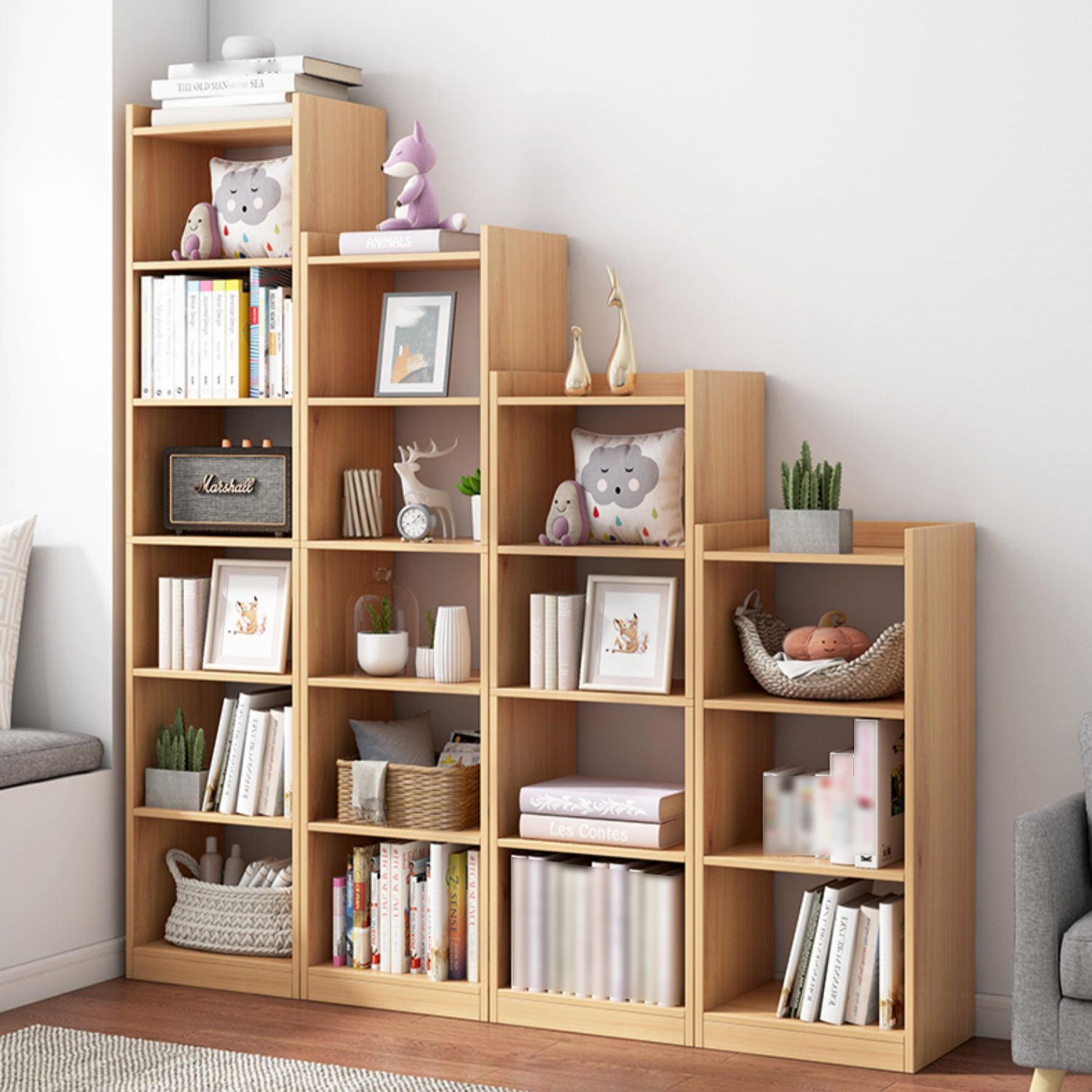 Manufactured Wood Scandinavian Bookshelf Vertical Bookcase for Home