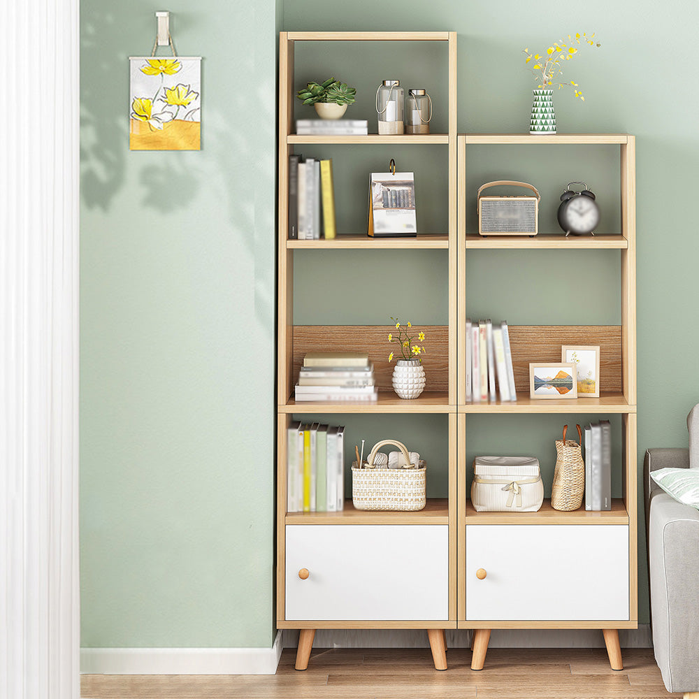 Wood Bookshelf Scandinavian Style Bookcase for Home Office and Study Room