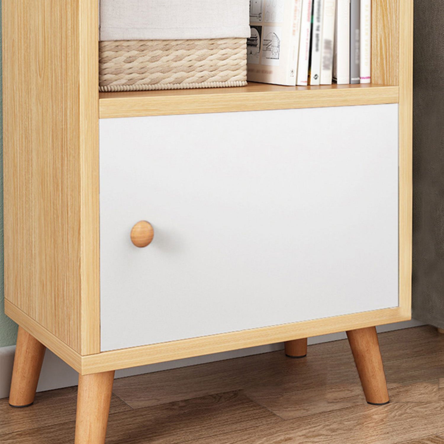 Wood Bookshelf Scandinavian Style Bookcase for Home Office and Study Room