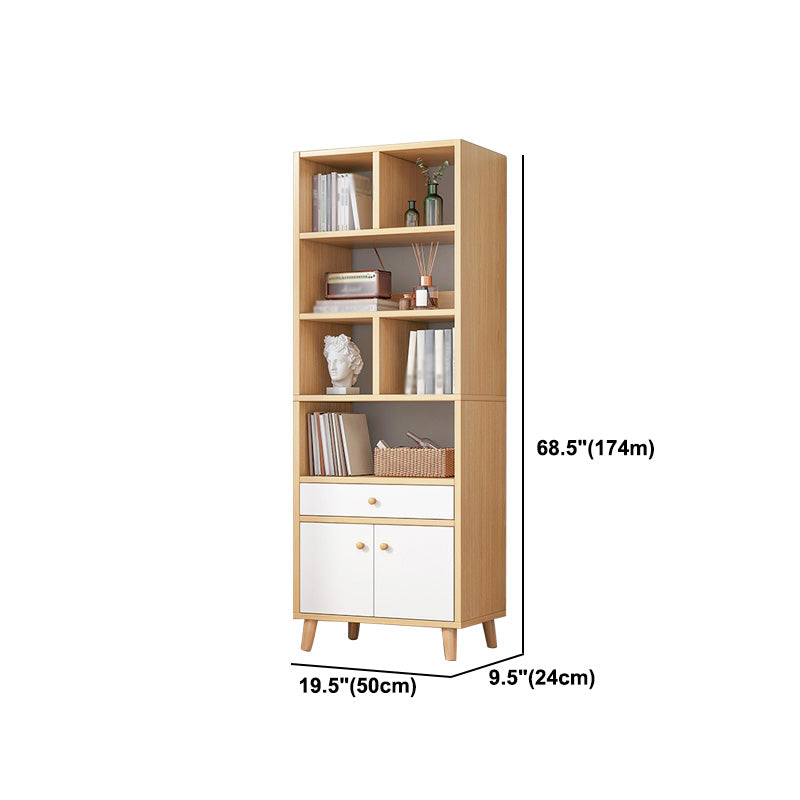 Wood Bookshelf Scandinavian Style Bookcase for Home Office and Study Room