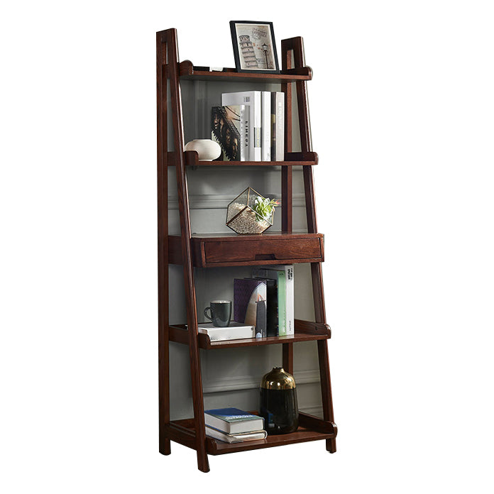 Scandinavian Ladder Bookshelf Vertical Open Ash Bookcase for Living Room