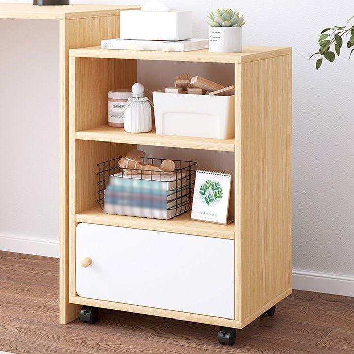 Scandinavian Bookcase Manufactured Wood Standard Bookshelf with Caster Wheels