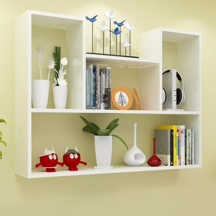 Wall Mounted Bookshelf Scandinavian Style Bookcase for Study Room and Office