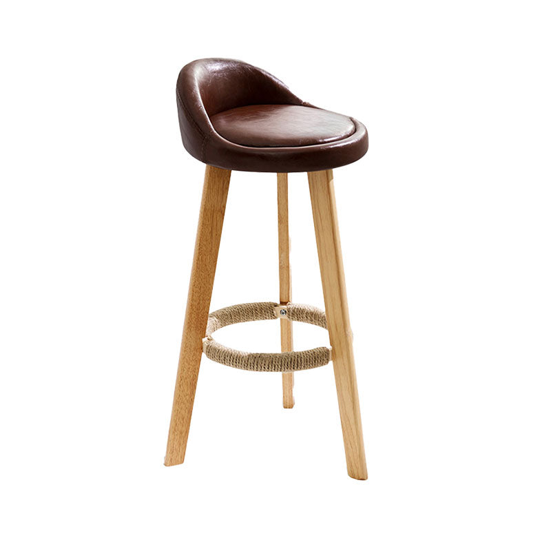 Scandinavian Matte Finish Upholstered Bar Stools Home Footrest Stool