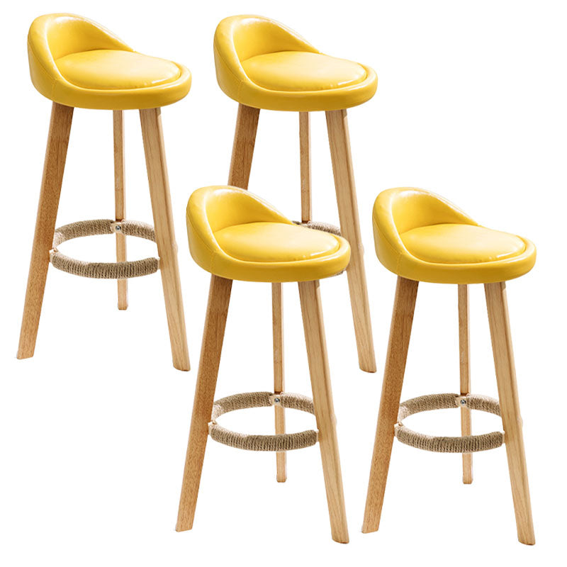 Scandinavian Matte Finish Upholstered Bar Stools Home Footrest Stool