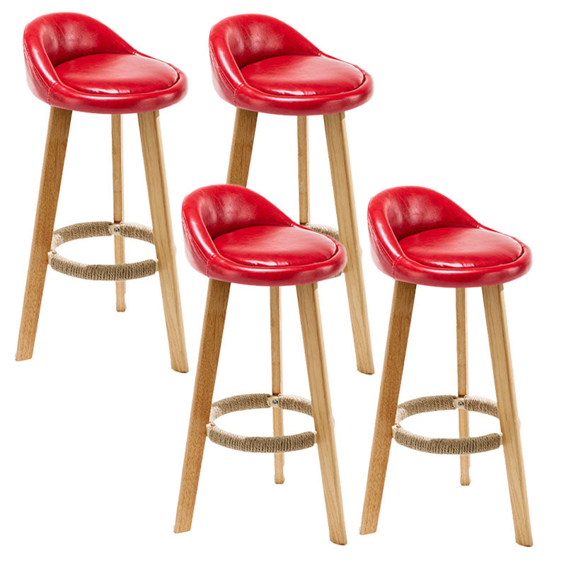 Scandinavian Matte Finish Upholstered Bar Stools Home Footrest Stool