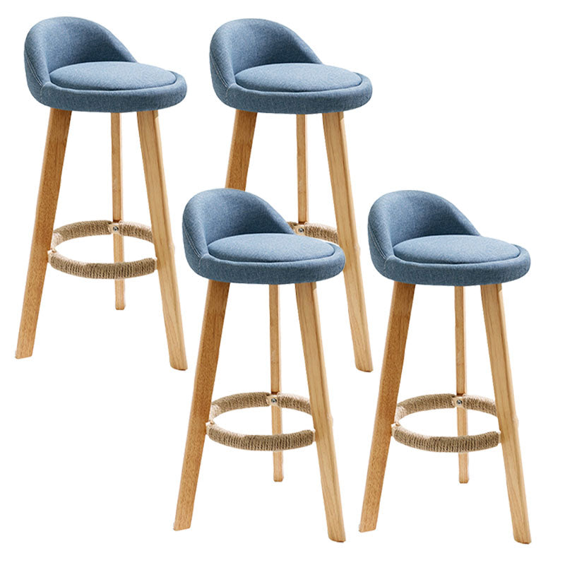 Scandinavian Matte Finish Upholstered Bar Stools Home Footrest Stool
