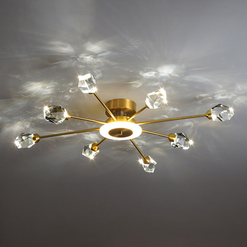 Contemporary Tapered Flush Light Fixture Crystal Flush Mount Ceiling Fixture in Gold