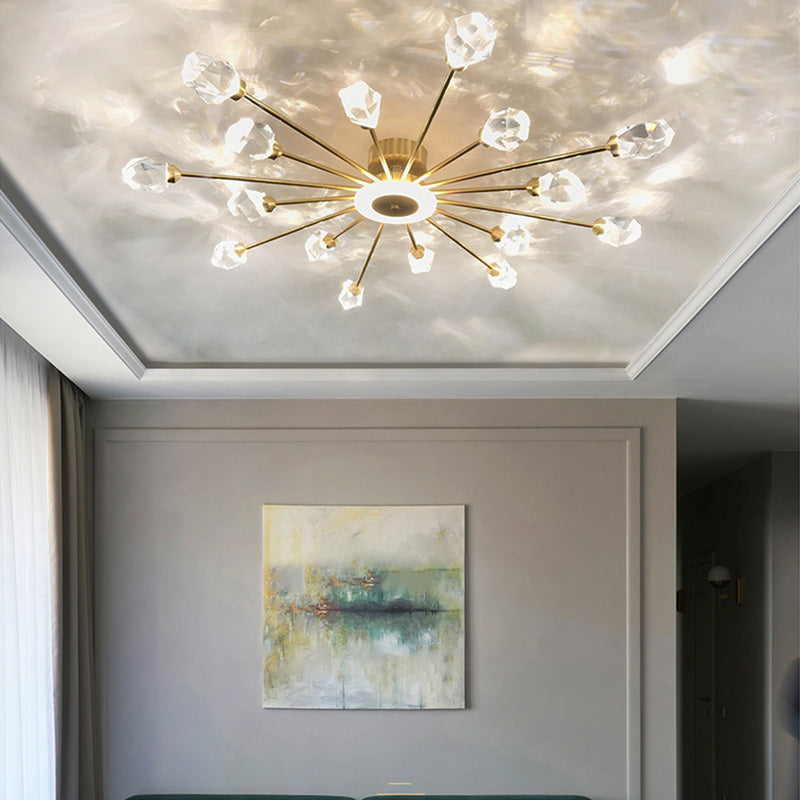 Contemporary Tapered Flush Light Fixture Crystal Flush Mount Ceiling Fixture in Gold