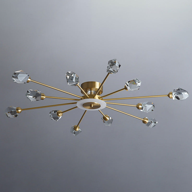 Contemporary Tapered Flush Light Fixture Crystal Flush Mount Ceiling Fixture in Gold