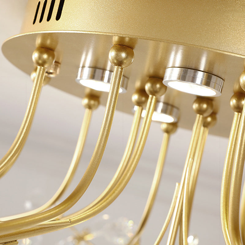 Contemporary Flower-Shaped Flush Light Crystal Flush Mount Ceiling Fixture in Gold