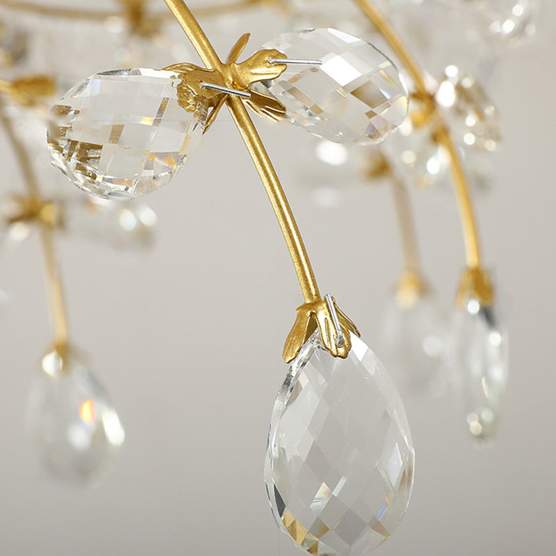 Contemporary Flower-Shaped Flush Light Crystal Flush Mount Ceiling Fixture in Gold