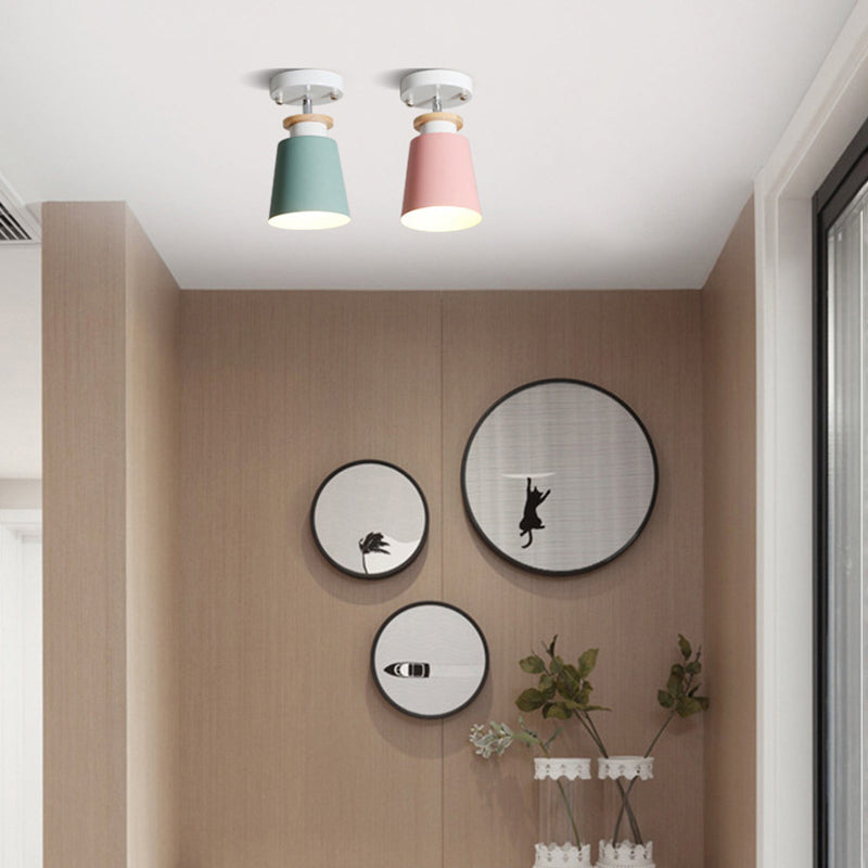 Metal Conical Ceiling Mounted Fixture Nordic Style Close to Ceiling Fixture