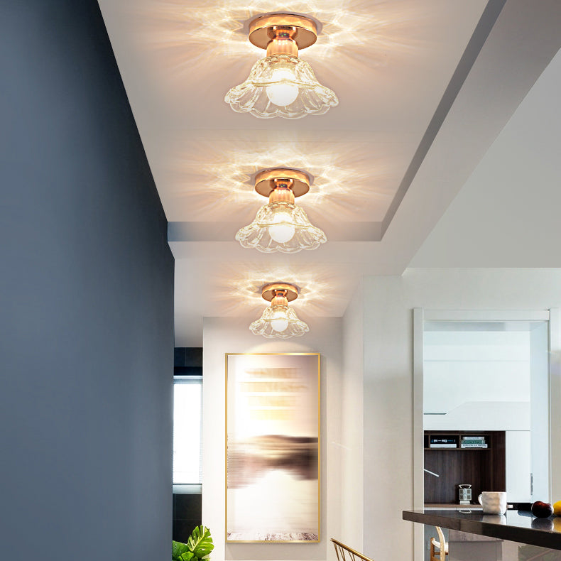 Glass Geometric Flush Mount Lights Modern Style 1 Light Flush Mount Lamp