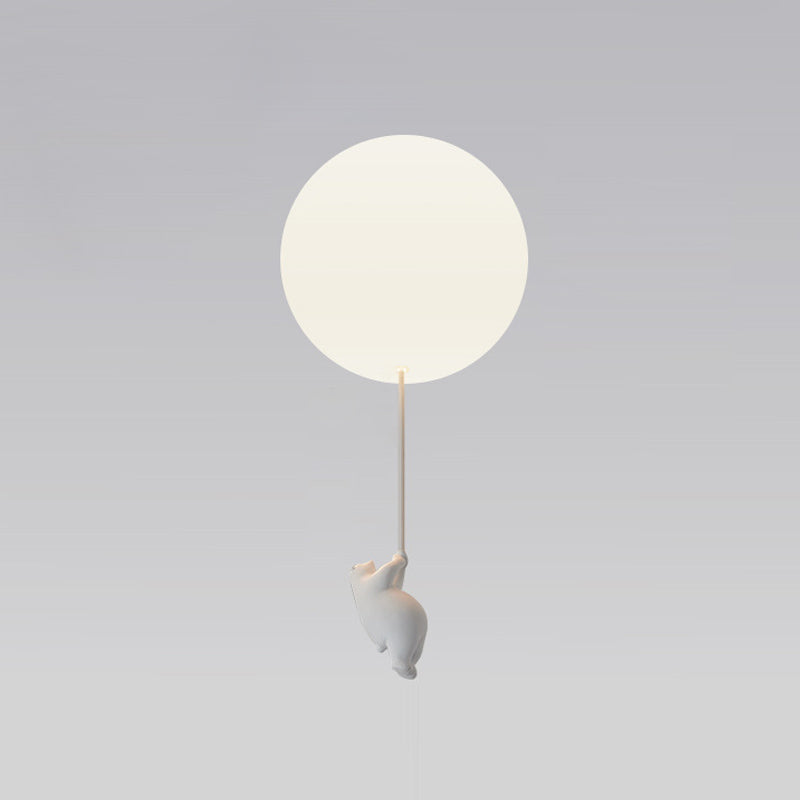 Cartoon 1-Light Ceiling Light White Balloon Shape Glass Flush Mount Light Fixture