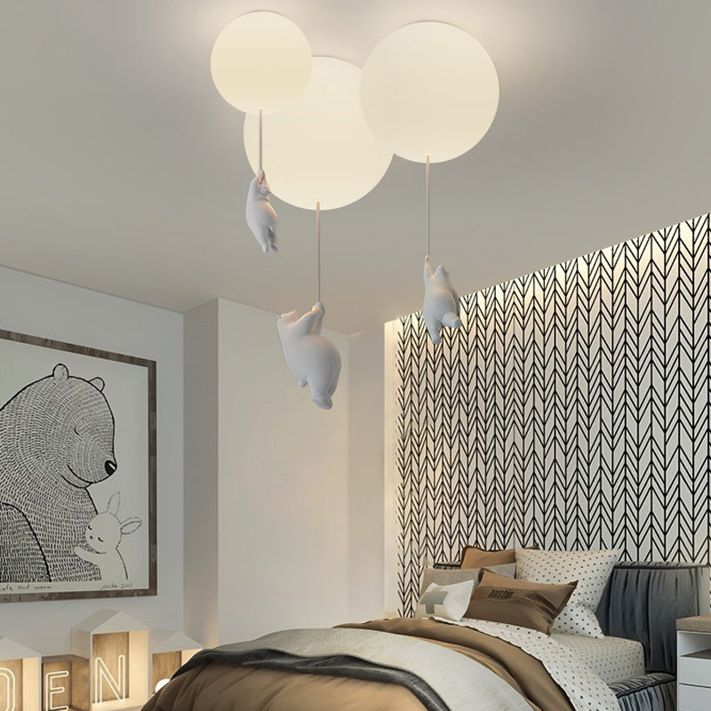 Cartoon 1-Light Ceiling Light White Balloon Shape Glass Flush Mount Light Fixture