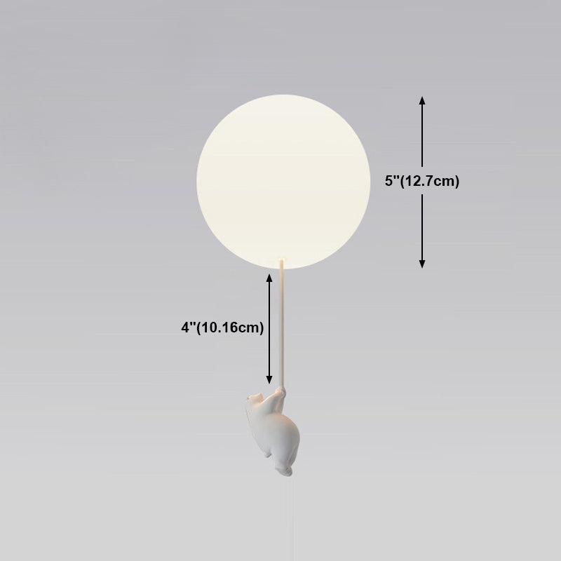 Cartoon 1-Light Ceiling Light White Balloon Shape Glass Flush Mount Light Fixture