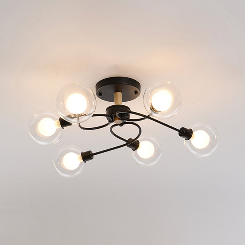 Multi Light Spherical Ceiling Lamp Modern Style Glass Ceiling Lighting for Living Room