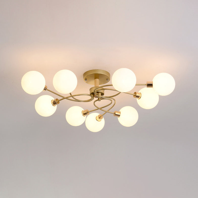 Multi Light Spherical Ceiling Lamp Modern Style Glass Ceiling Lighting for Living Room