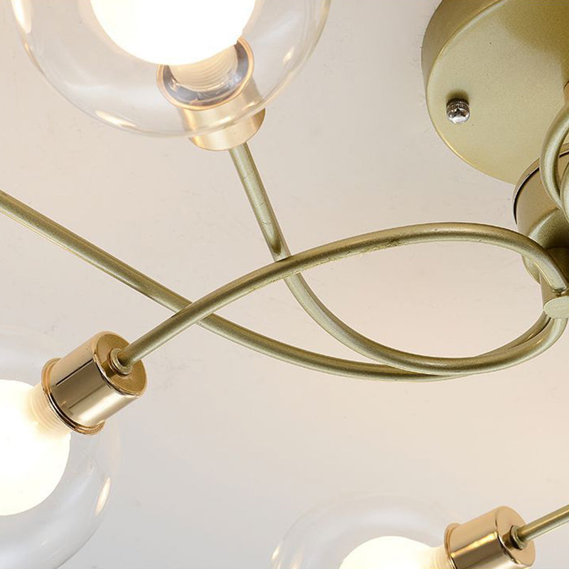 Multi Light Spherical Ceiling Lamp Modern Style Glass Ceiling Lighting for Living Room