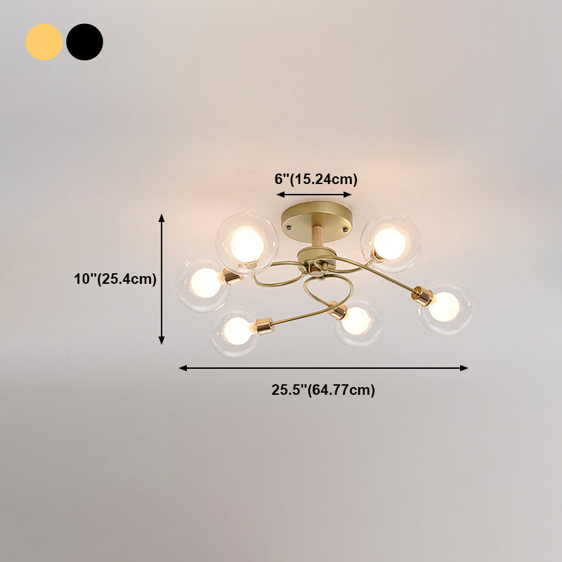 Multi Light Spherical Ceiling Lamp Modern Style Glass Ceiling Lighting for Living Room