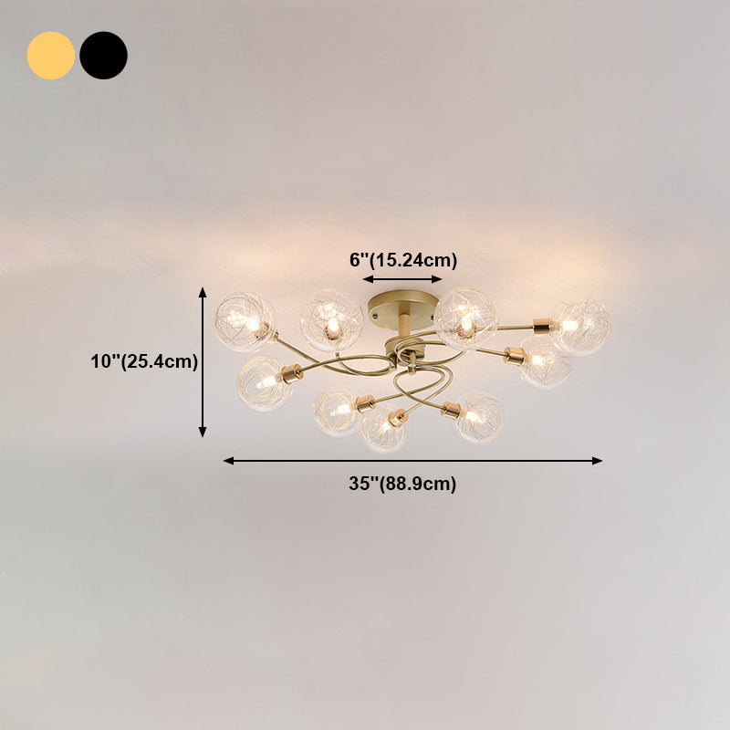 Multi Light Spherical Ceiling Lamp Modern Style Glass Ceiling Lighting for Living Room