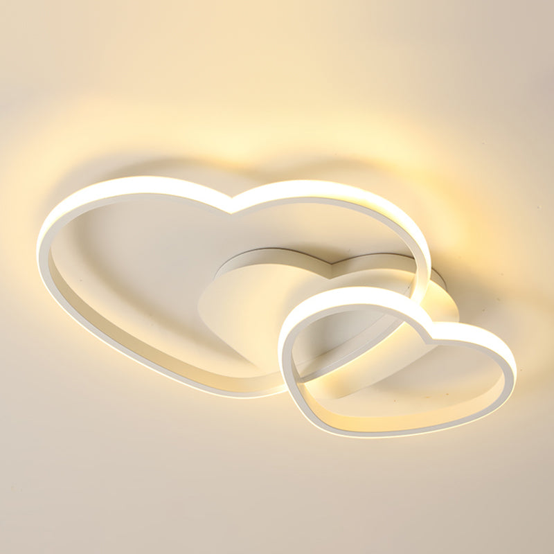 Modern Style Heart-shaped Ceiling Fixtures Metal 2 Light Ceiling Mounted Lights