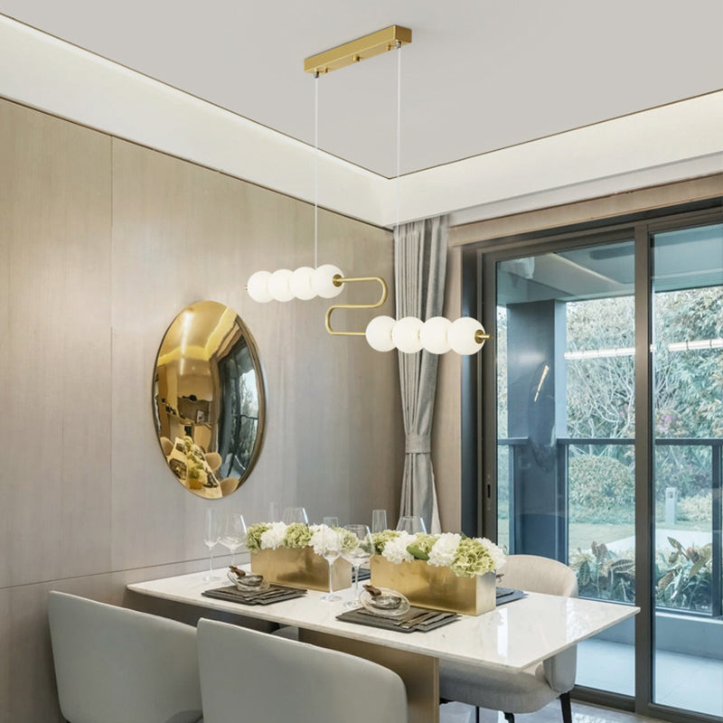 Modern Style Spherical Shape Island Lights Glass 8 Light Island Lighting in Gold