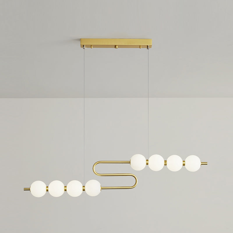 Modern Style Spherical Shape Island Lights Glass 8 Light Island Lighting in Gold