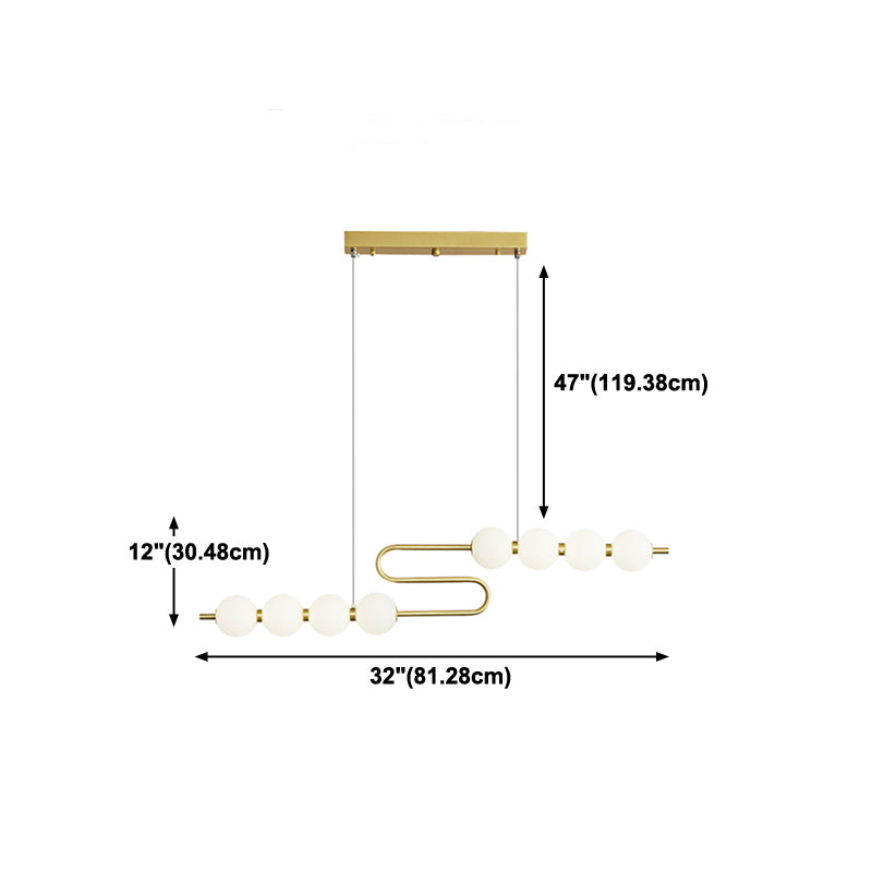 Modern Style Spherical Shape Island Lights Glass 8 Light Island Lighting in Gold