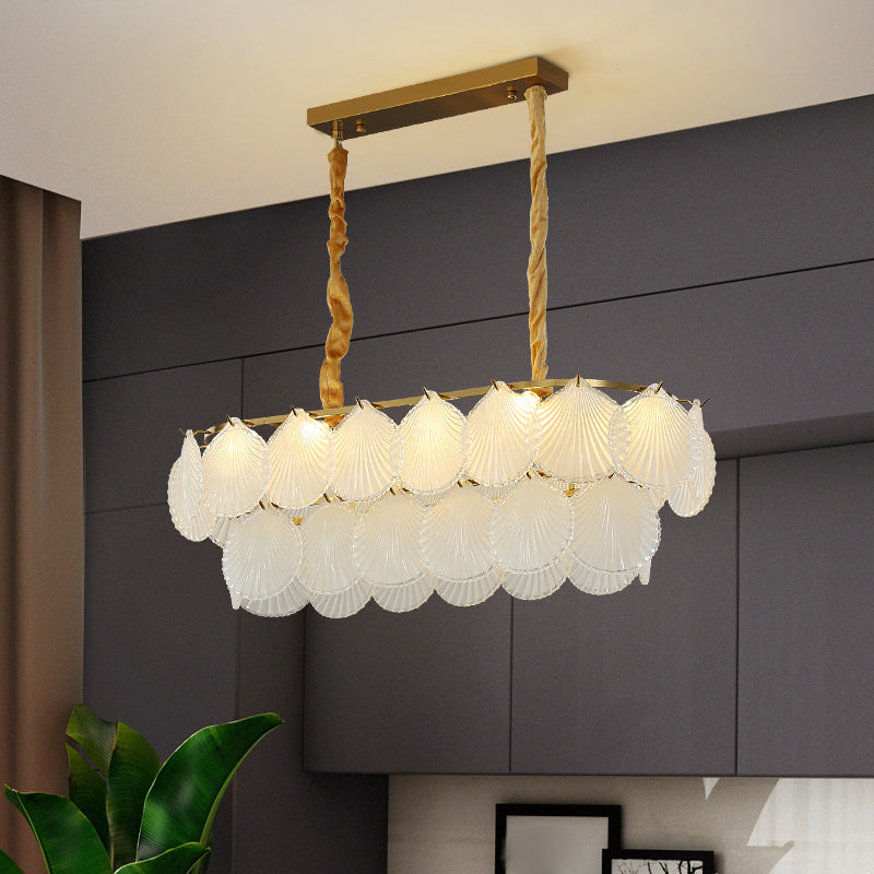 Modern Style Geometry Shape Island Lights Glass 8-Light Island Lighting in Gold