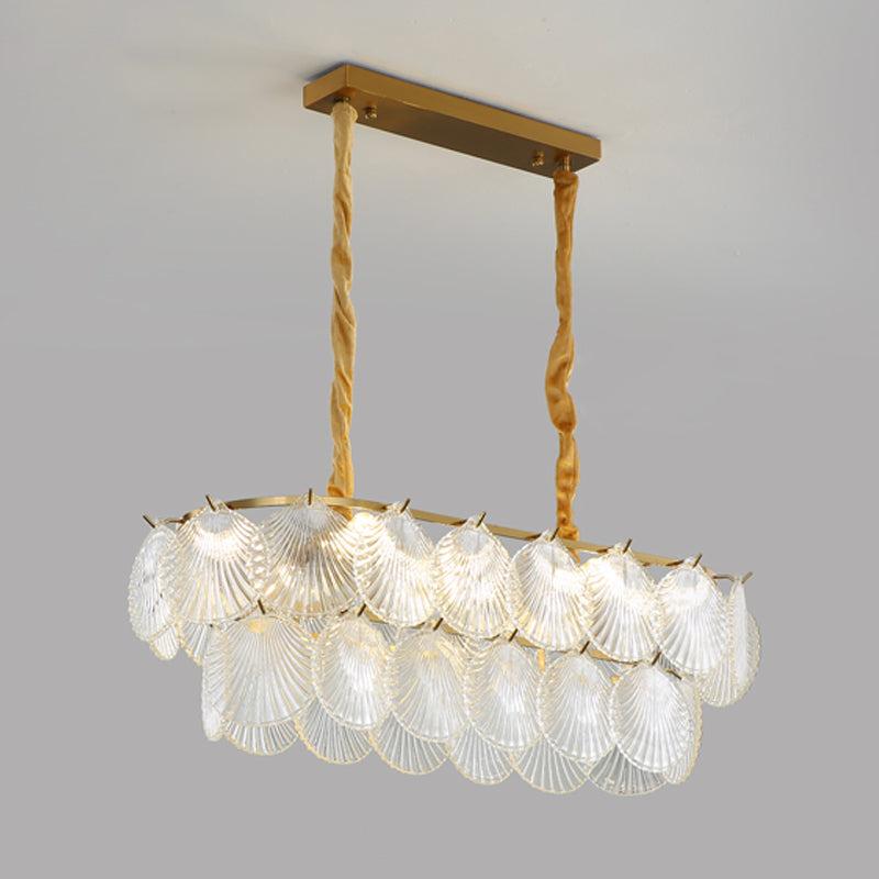 Modern Style Geometry Shape Island Lights Glass 8-Light Island Lighting in Gold