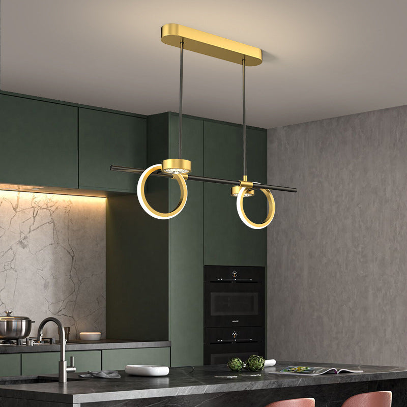 Gold Loops Island Light Postmodern LED Crystal Suspension Light for Dining Room