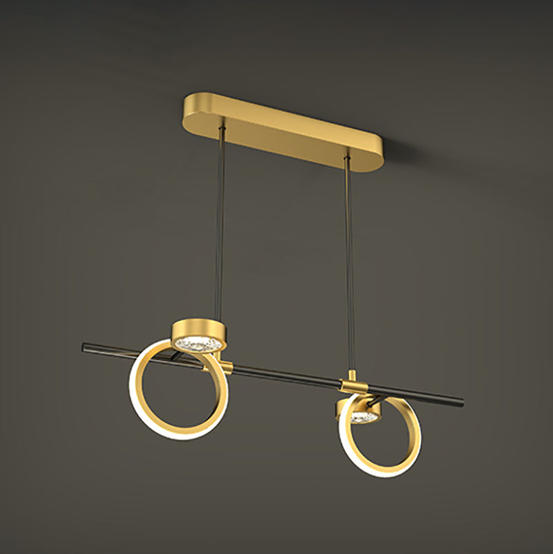 Gold Loops Island Light Postmodern LED Crystal Suspension Light for Dining Room