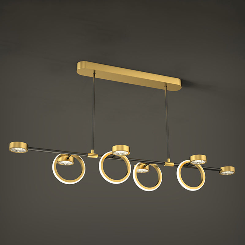 Gold Loops Island Light Postmodern LED Crystal Suspension Light for Dining Room