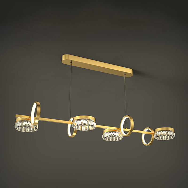 Gold Loops Island Light Postmodern LED Crystal Suspension Light for Dining Room