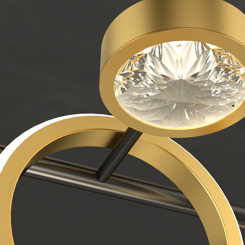 Gold Loops Island Light Postmodern LED Crystal Suspension Light for Dining Room