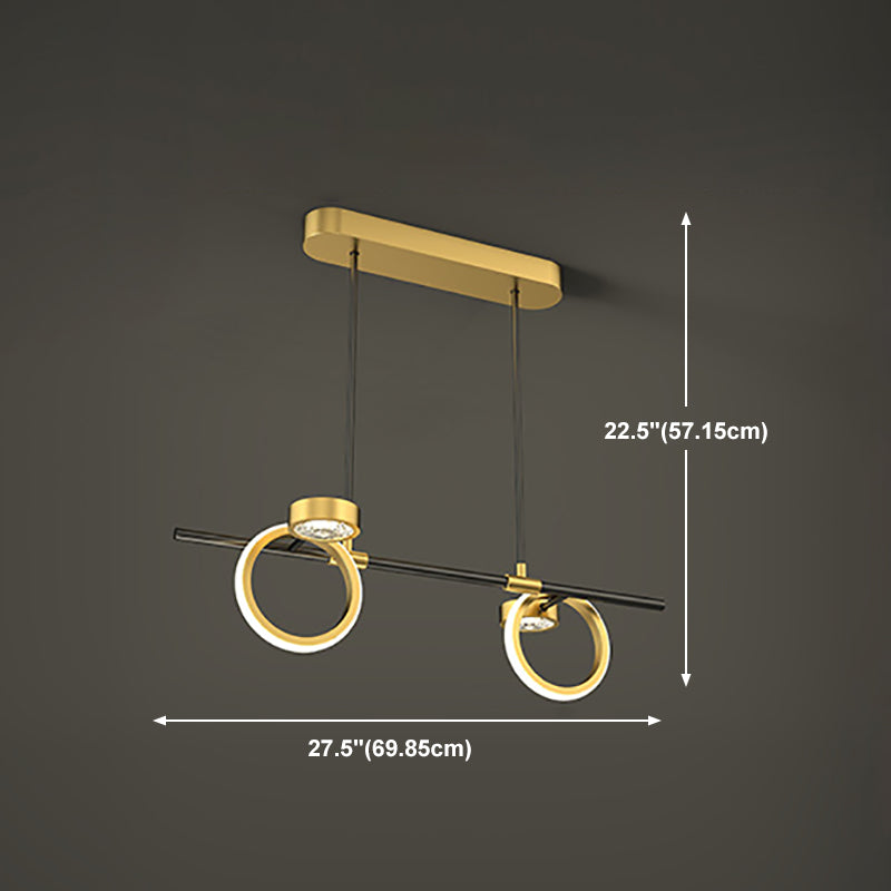 Gold Loops Island Light Postmodern LED Crystal Suspension Light for Dining Room